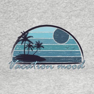 Vintage tropical vacation mood in blue T-Shirt